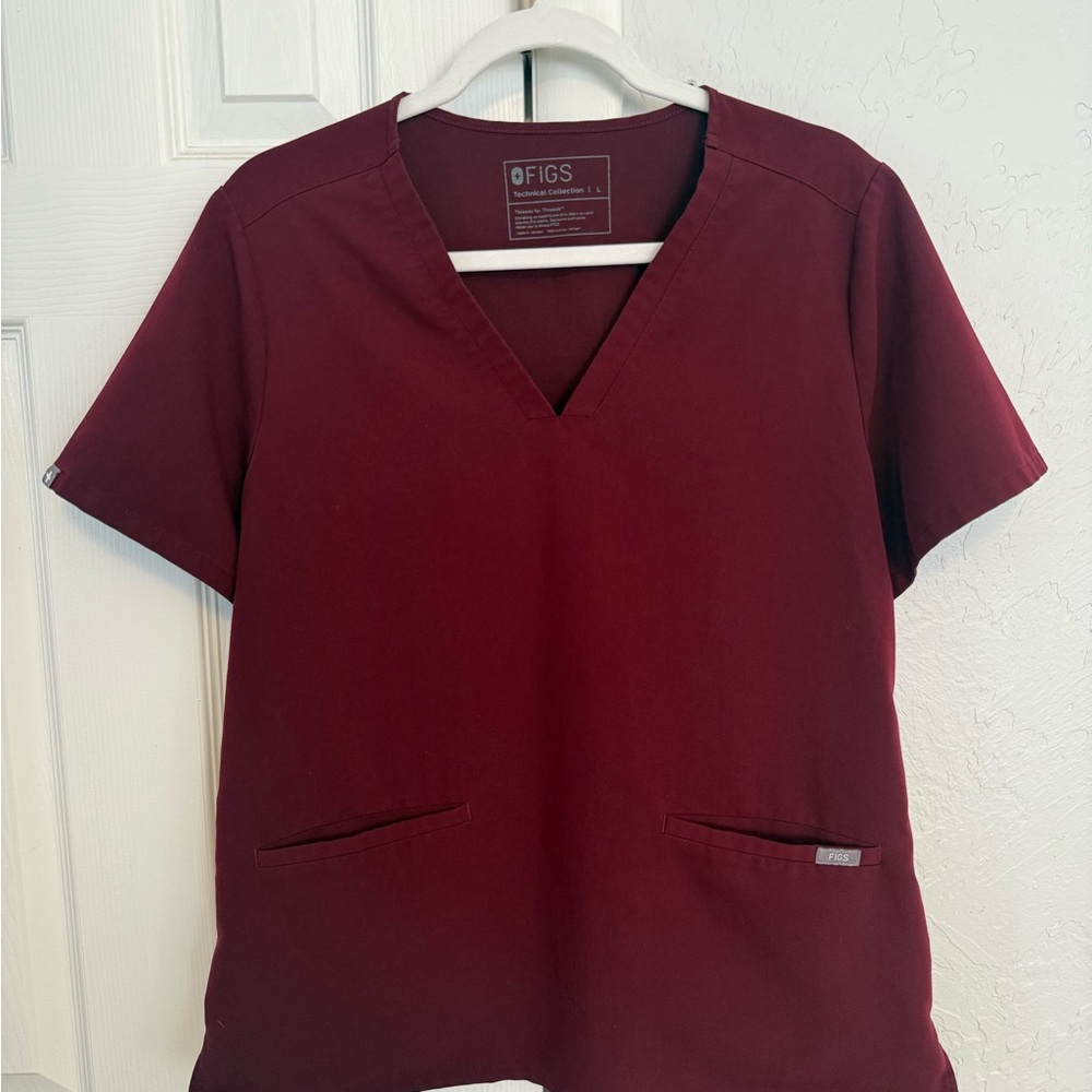 Figs Women's Burgundy Scrub Top
